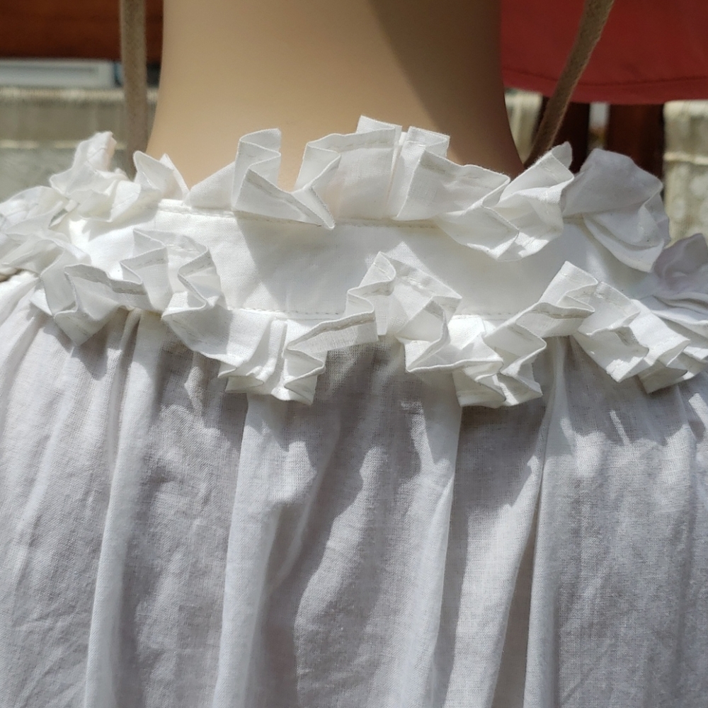 Cotton Racerback Ruffle White Shirt Size Small - Picture 5 of 6